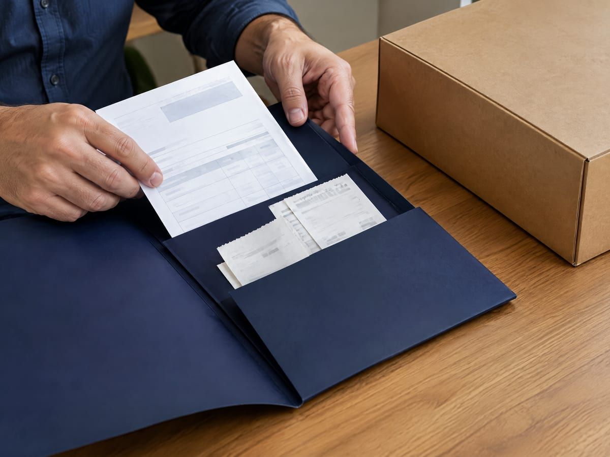 Cliente reúne nota fiscal, comprovantes e a caixa de um produto para tratar de um problema de consumo